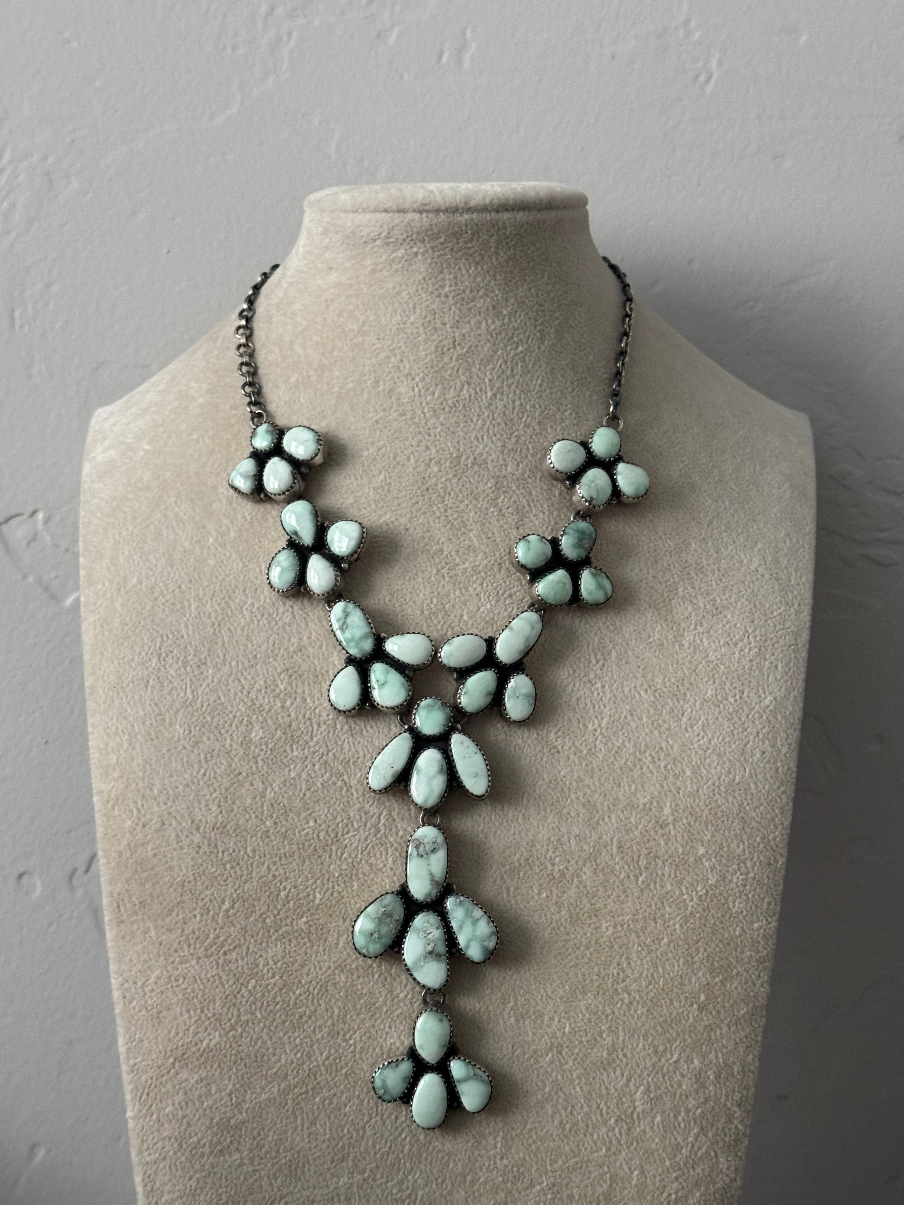 Southwest Handmade Paloma Variscite & Sterling Silver Cluster Necklace