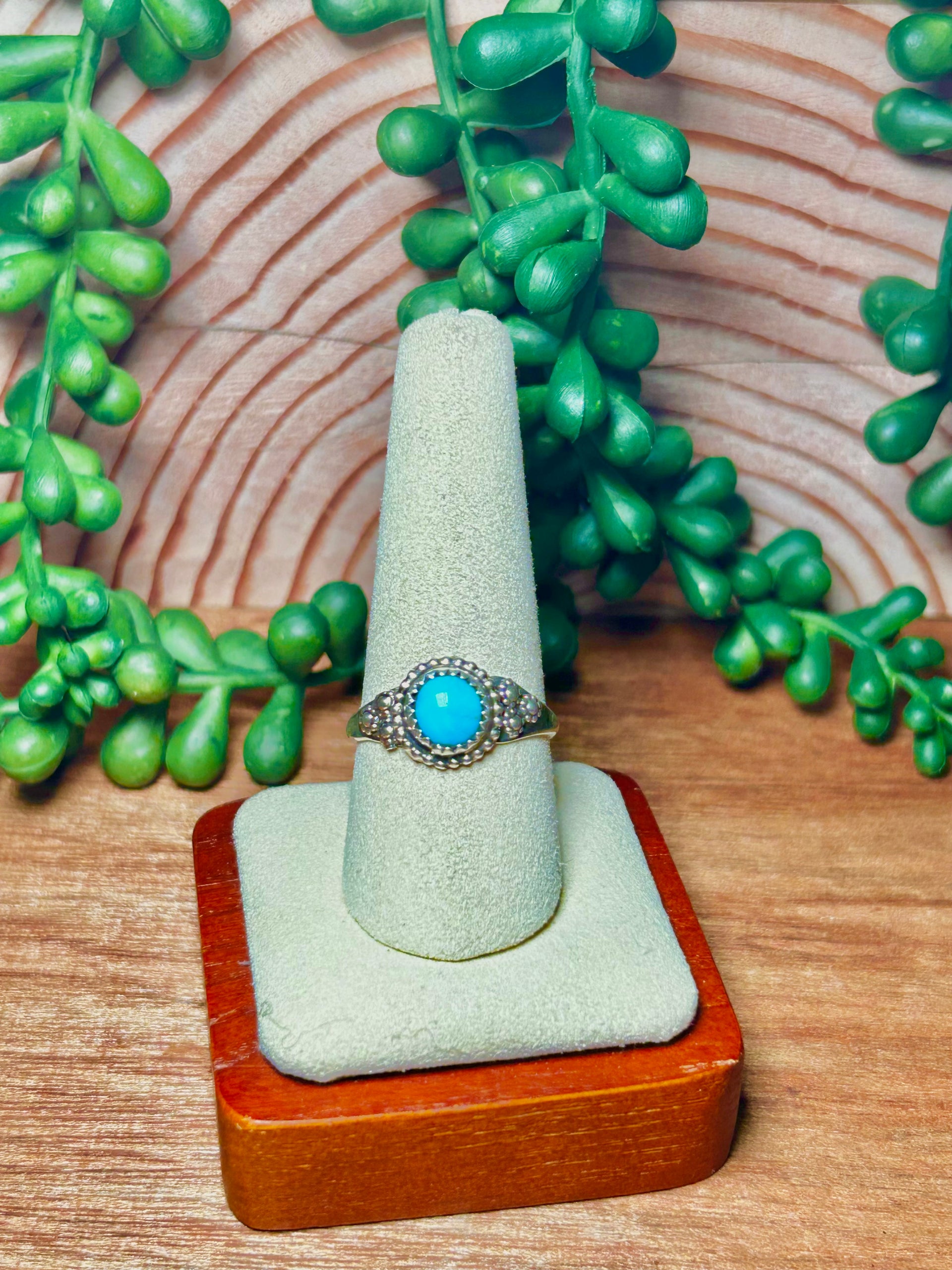 Navajo Made Kingman Turquoise & Sterling Silver Ring Size 9.5