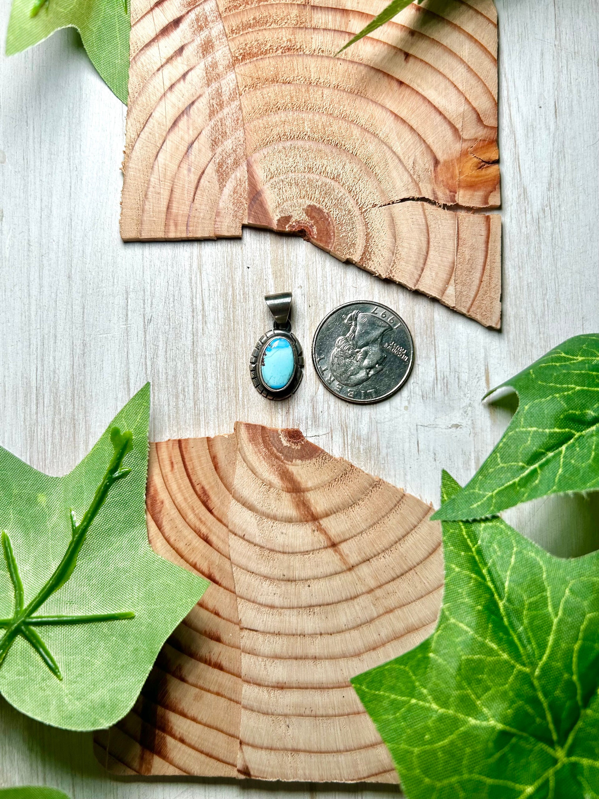 Navajo Made Golden Hill Turquoise & Sterling Silver Pendant