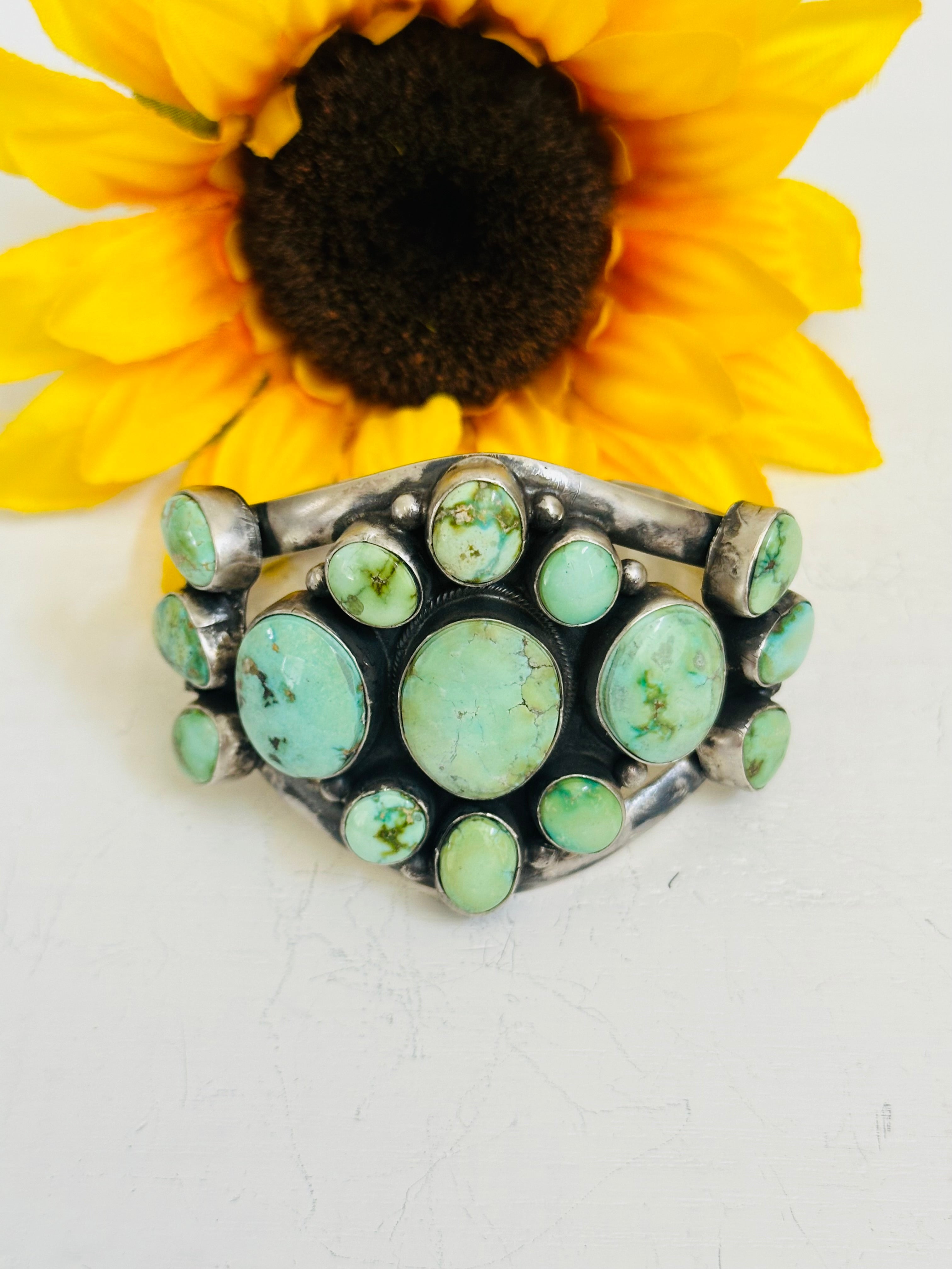 Bobby Johnson Sonoran Gold Turquoise & Sterling Silver Cuff Bracelet