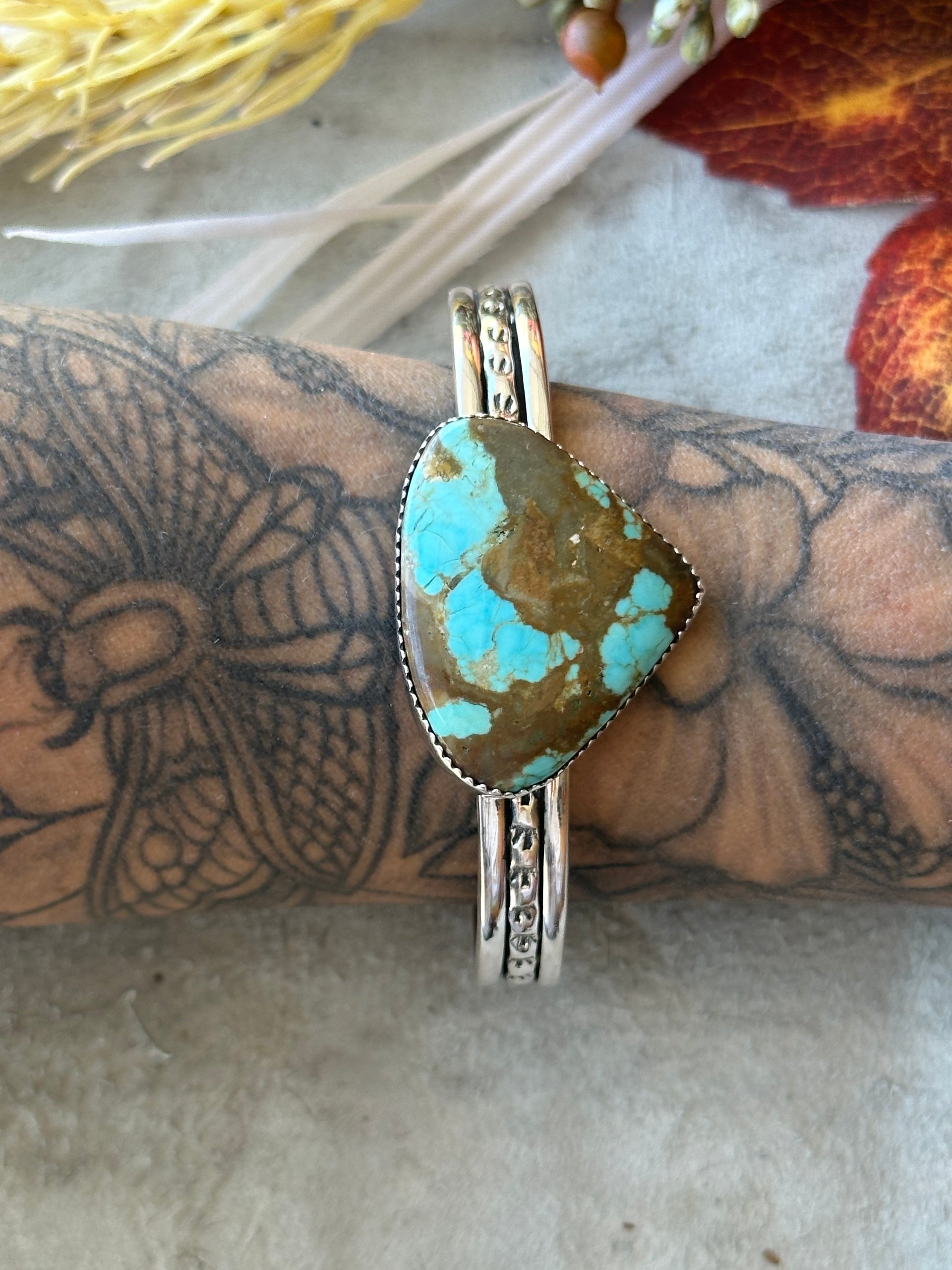 Southwest Made #8 Turquoise & Sterling Silver Cuff Bracelet