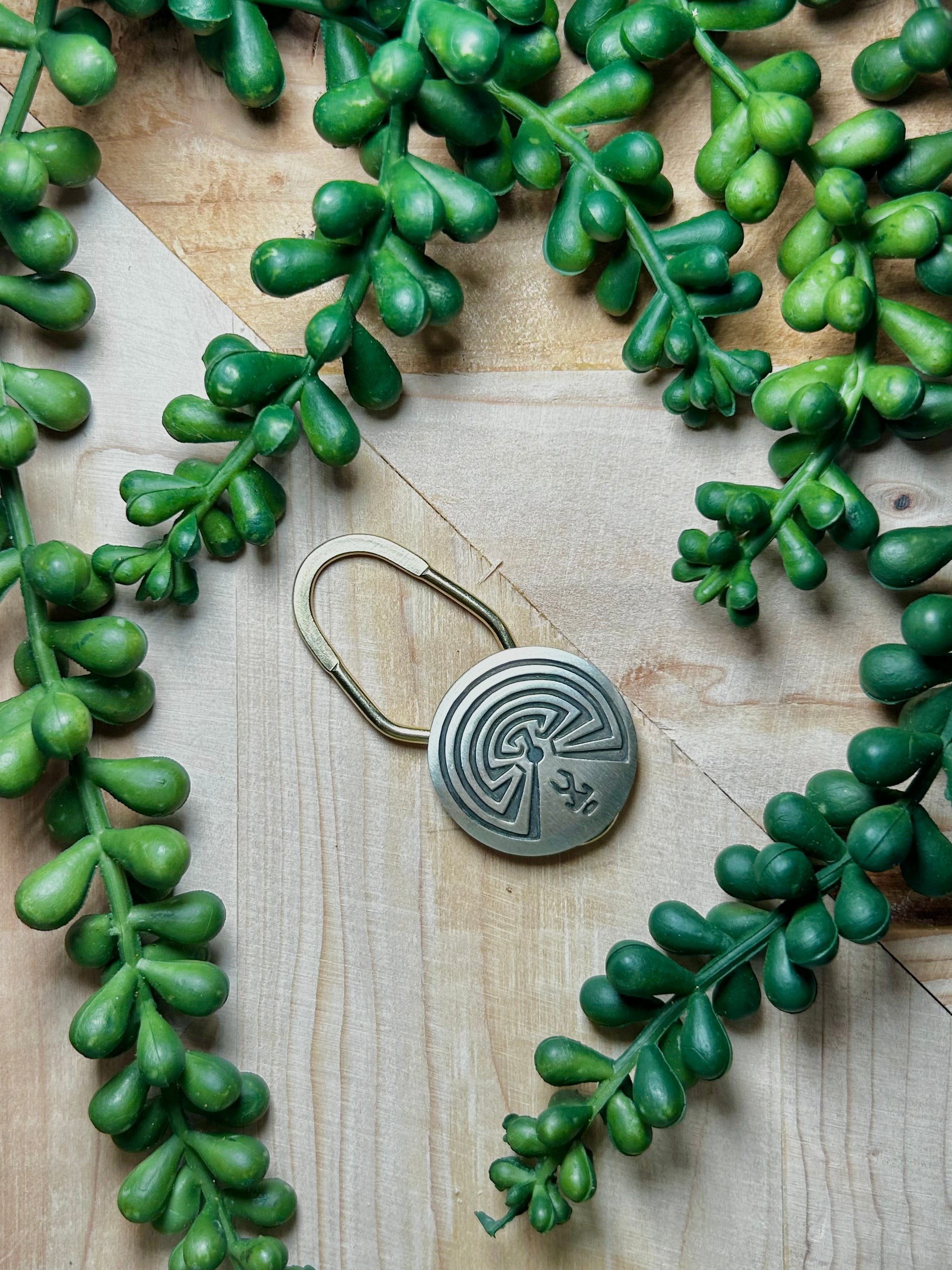 Navajo Made Sterling Silver Man in Maze Key Chain