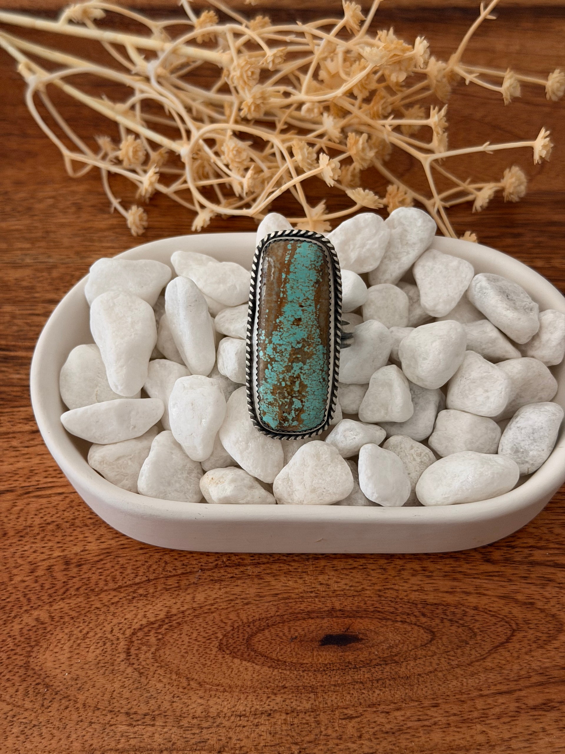 Leslie Nez Mine 8 Turquoise & Sterling Silver Adjustable Ring