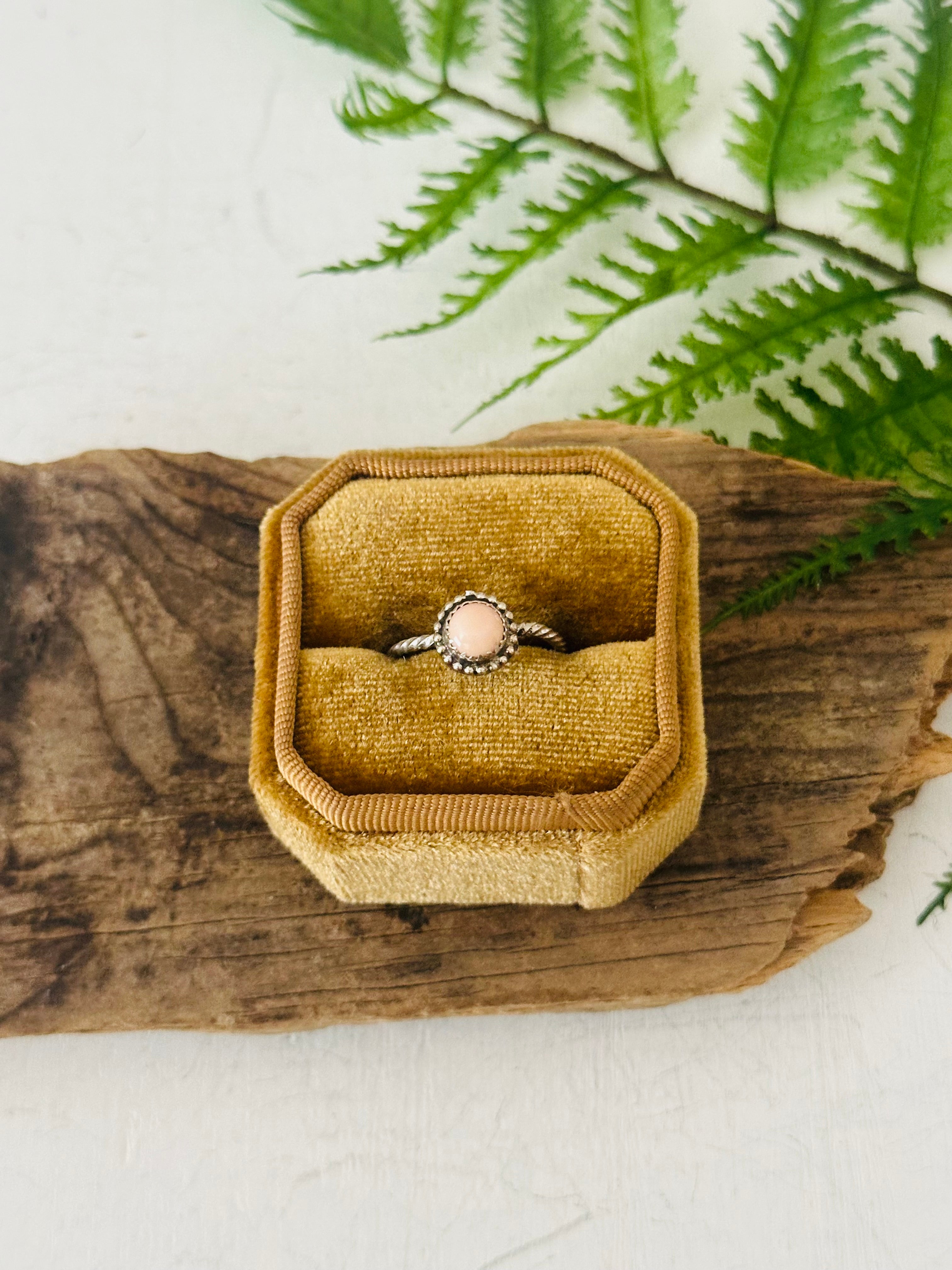 Navajo Made Pink Conch & Sterling Silver Ring