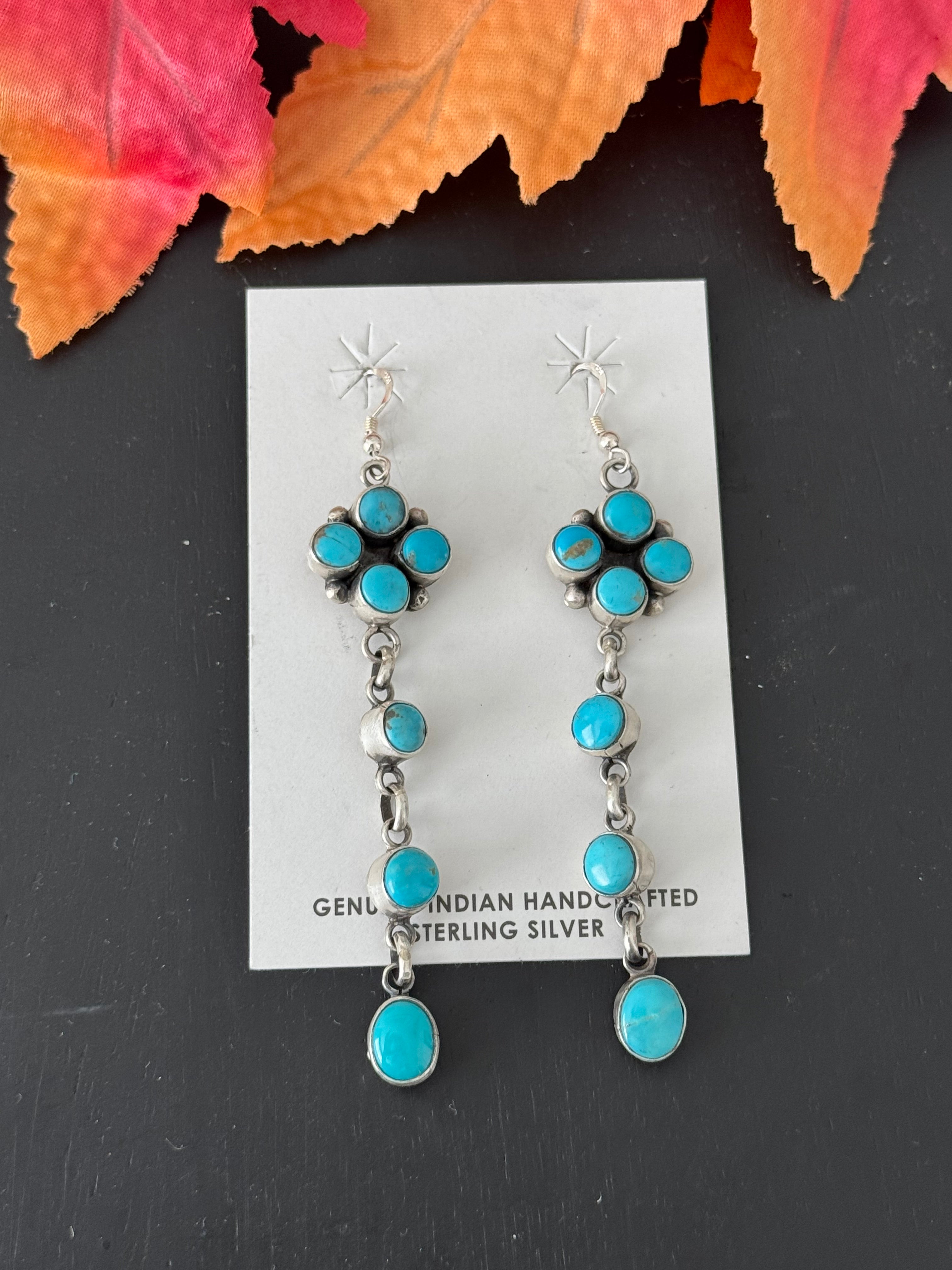 Randy Boyd Kingman Turquoise & Sterling Silver Dangle Earrings