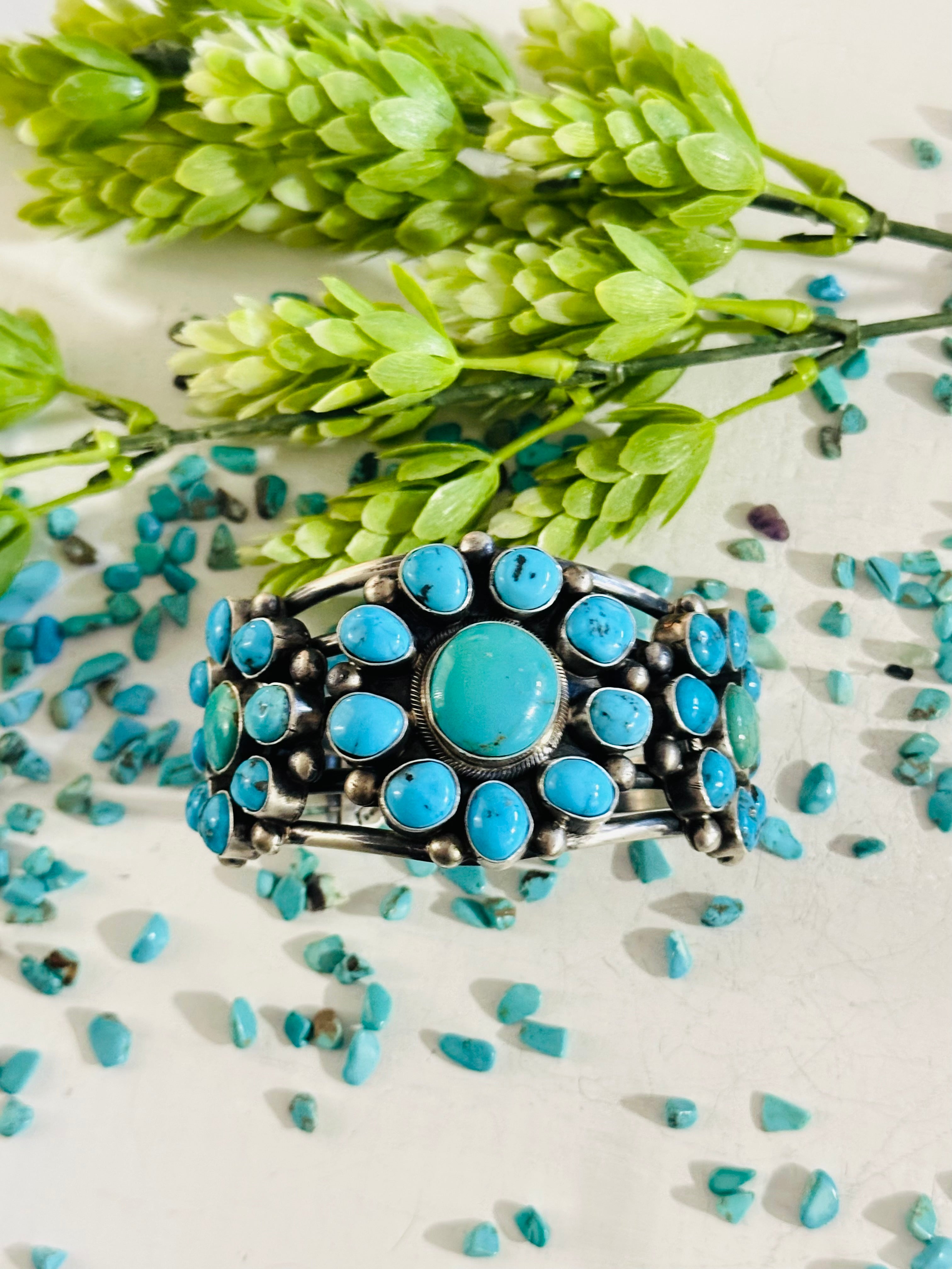 Kathleen Livingston Multi Turquoise & Sterling Silver Cuff Bracelet