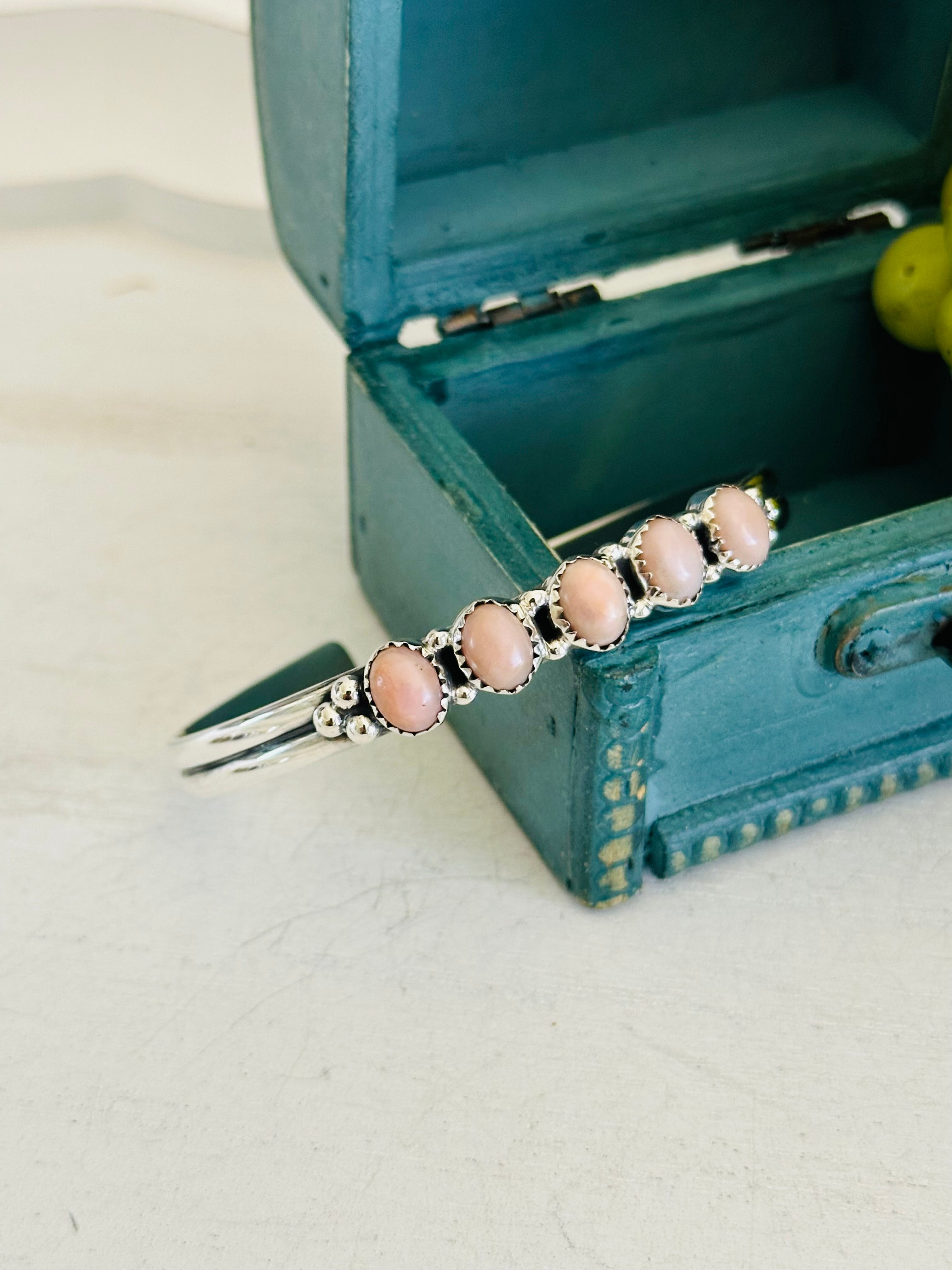 TTD “Jaycee” Peruvian Pink Opal & Sterling Silver Cuff Bracelet