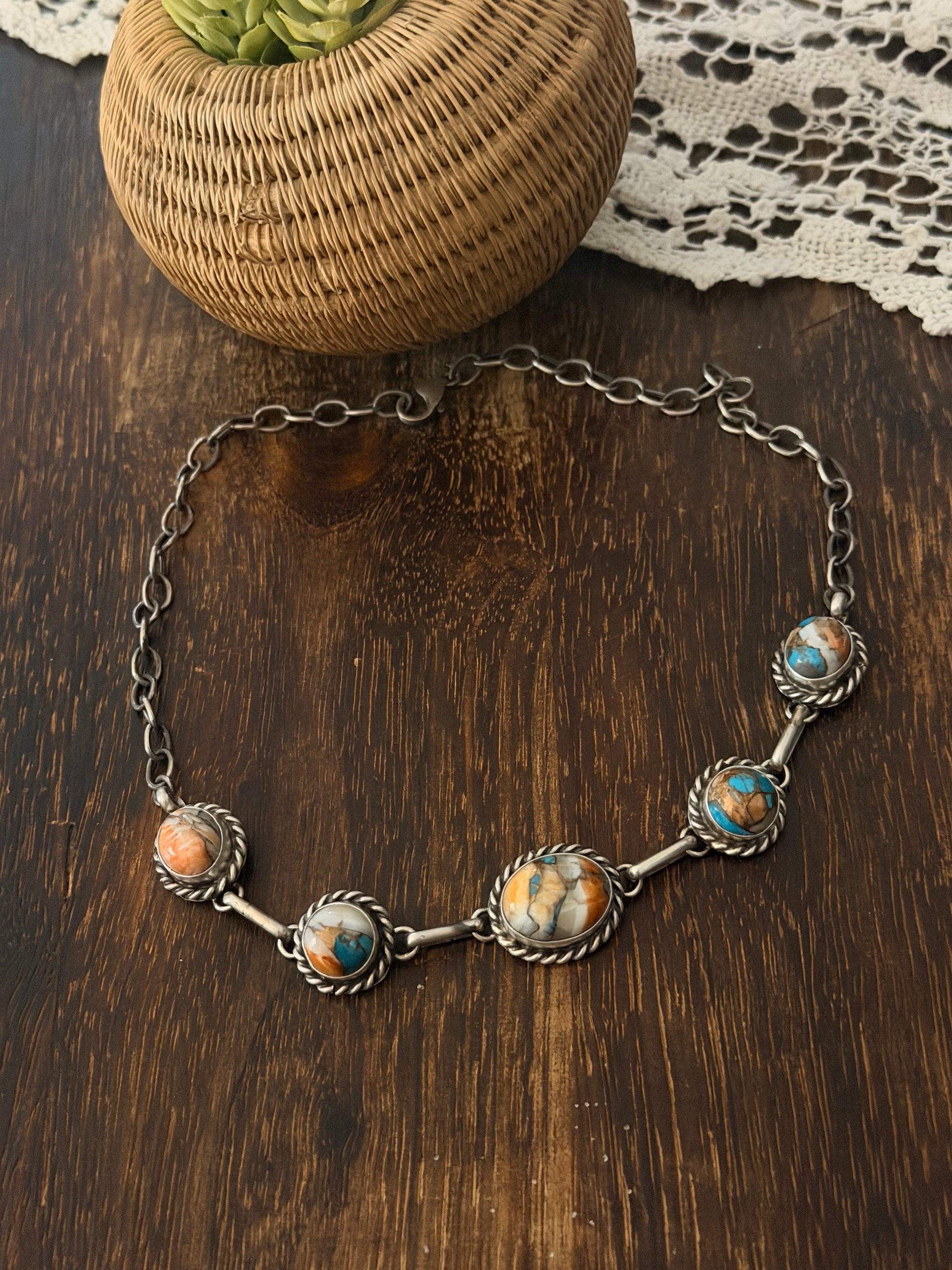 Augustine Largo Mojave Turquoise & Sterling Silver Choker Necklace