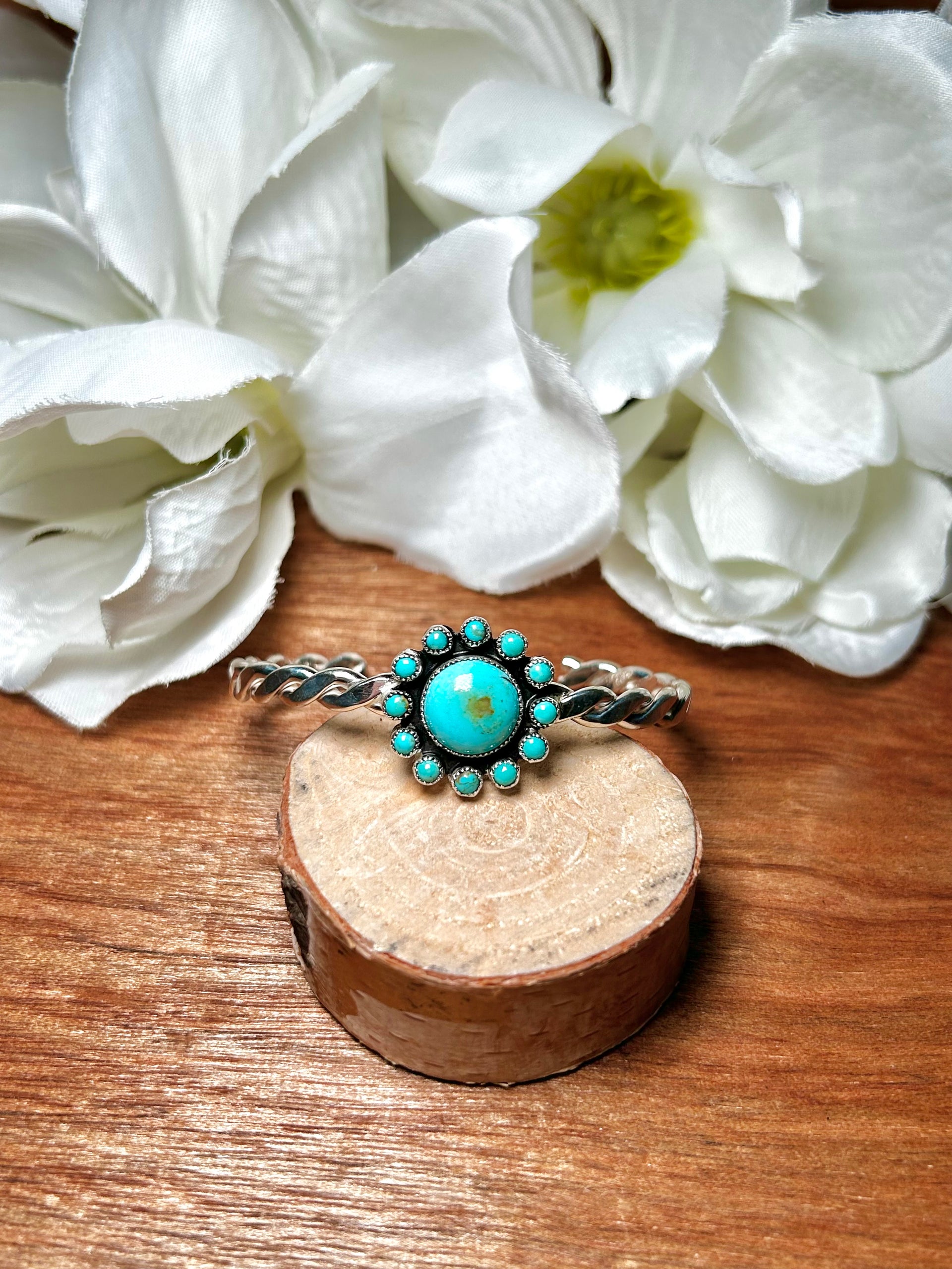 Navajo Made Kingman Turquoise & Sterling Silver Cuff Bracelet