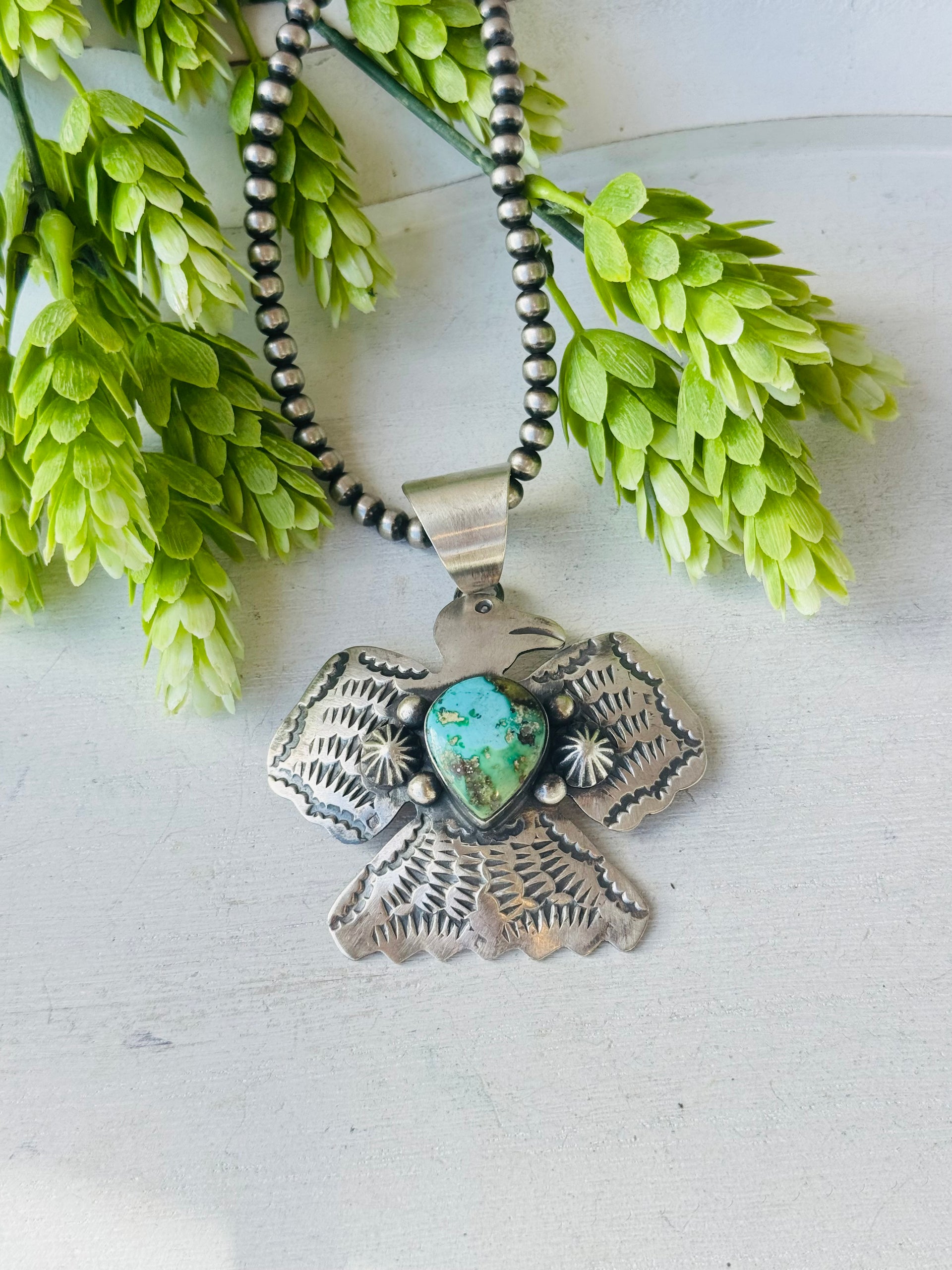 Chimney Butte Sonoran Mountain & Sterling Silver Thunderbird Pendant