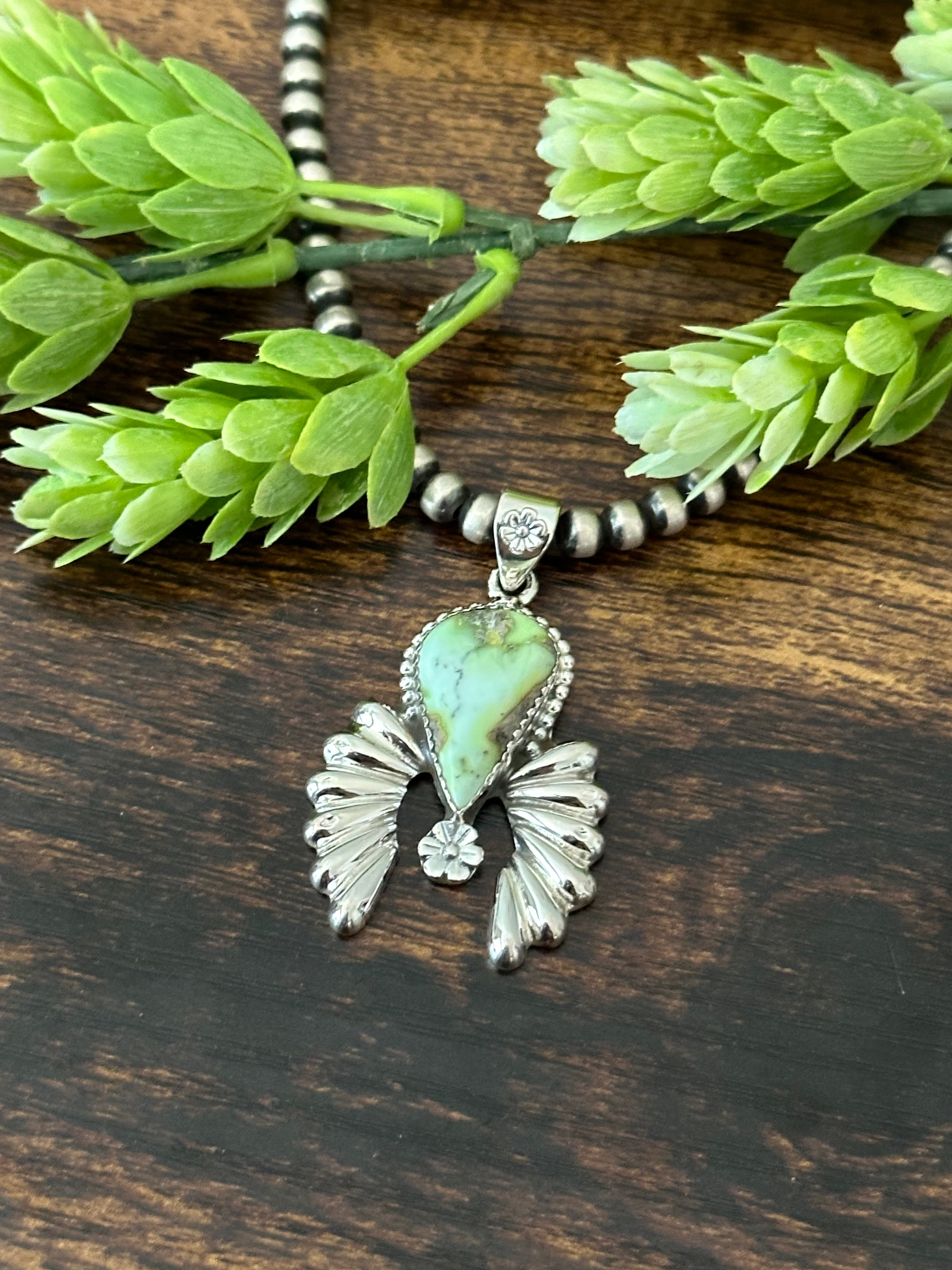 Southwest Palomino Variscite & Sterling Silver Pendant