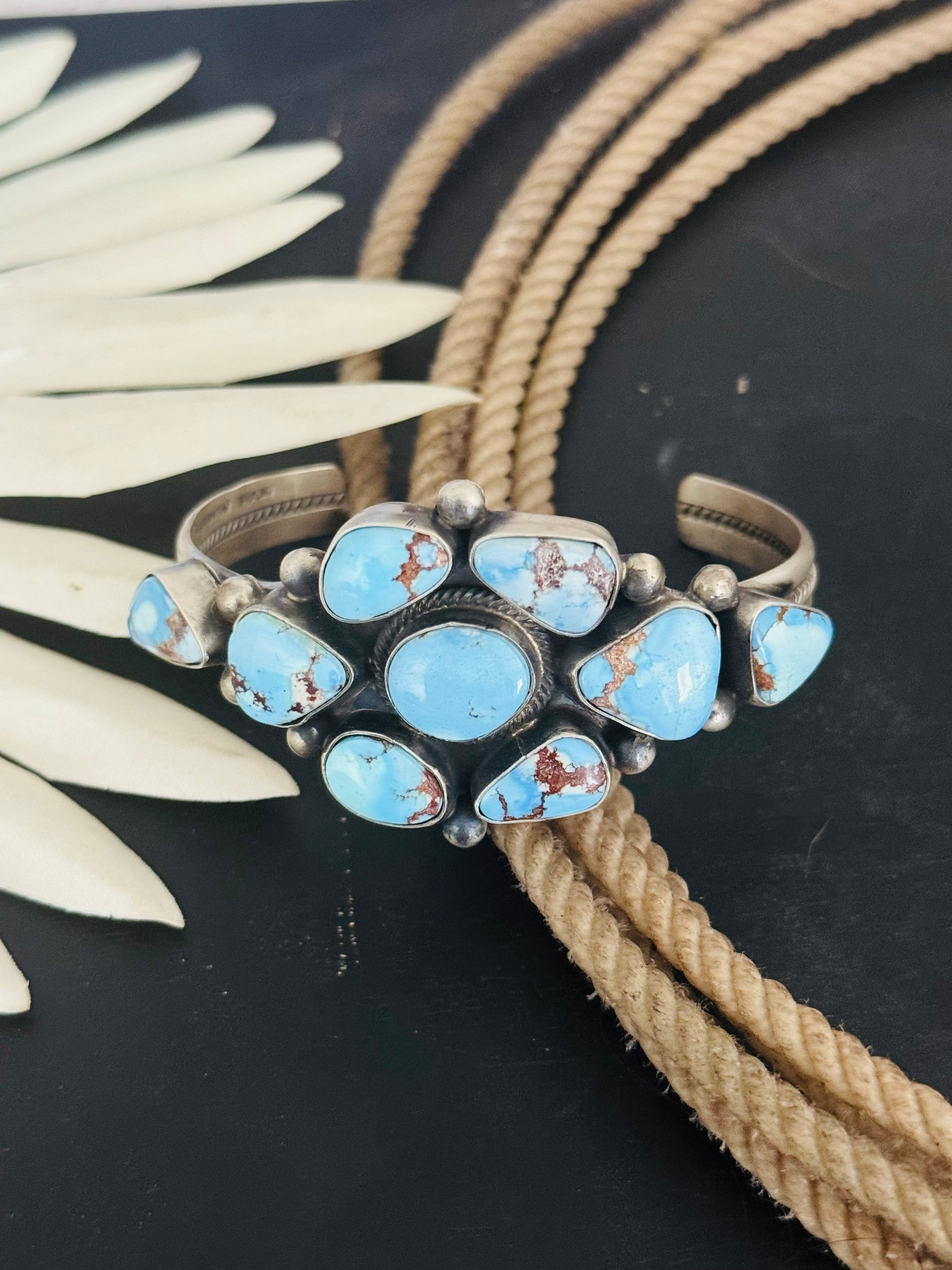 Kathleen Chavez Golden Hills Turquoise & Sterling Silver Cuff Bracelet