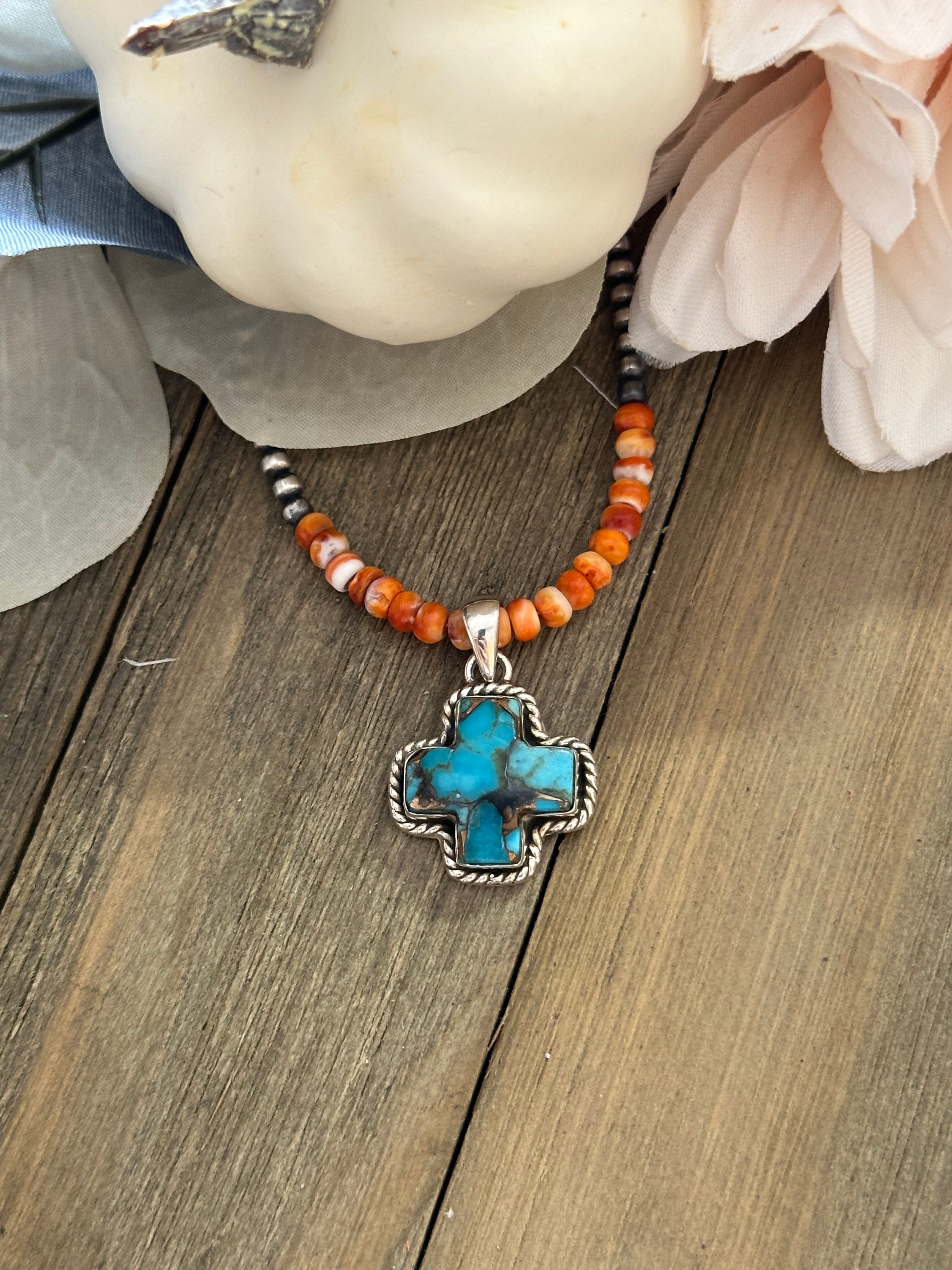 Southwest Handmade Mohave Turquoise & Sterling Silver Pendant