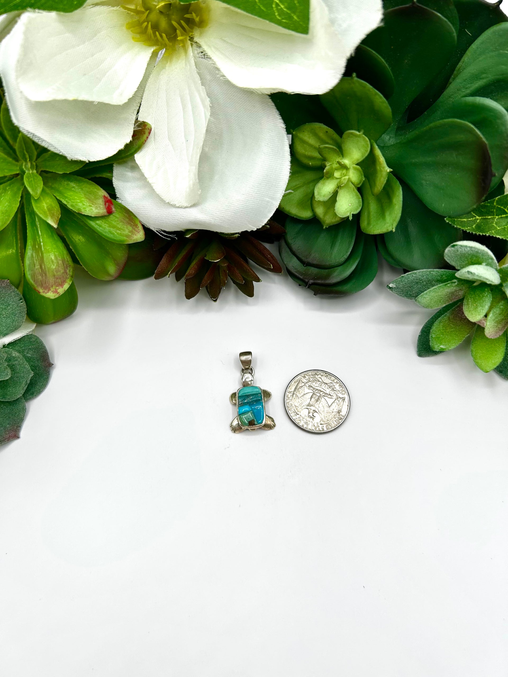 Navajo Made Kingman Turquoise & Sterling Silver Pendant