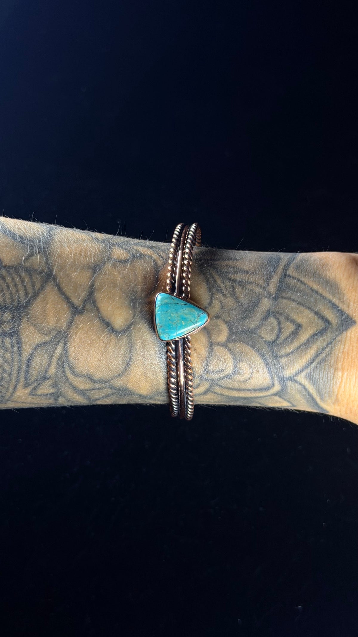 Navajo Made Kingman Turquoise & Copper Cuff Bracelet