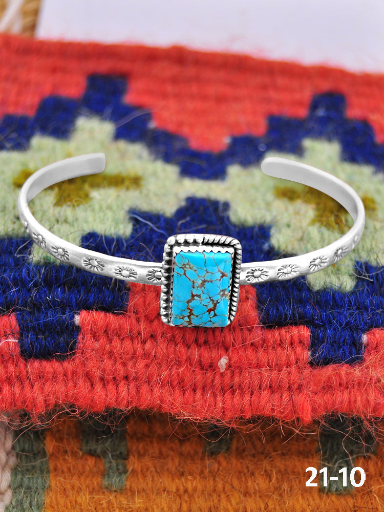 Southwest Handmade No.8 Turquoise & Sterling Silver Cuff Bracelet
