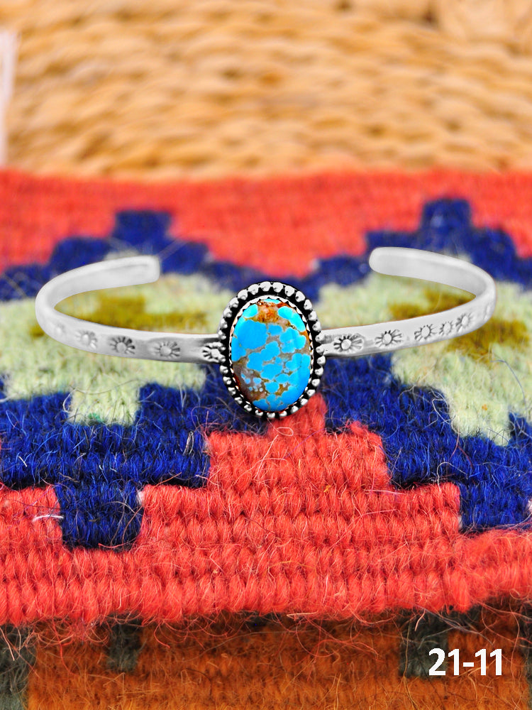 Southwest Handmade No.8 Turquoise & Sterling Silver Cuff Bracelet