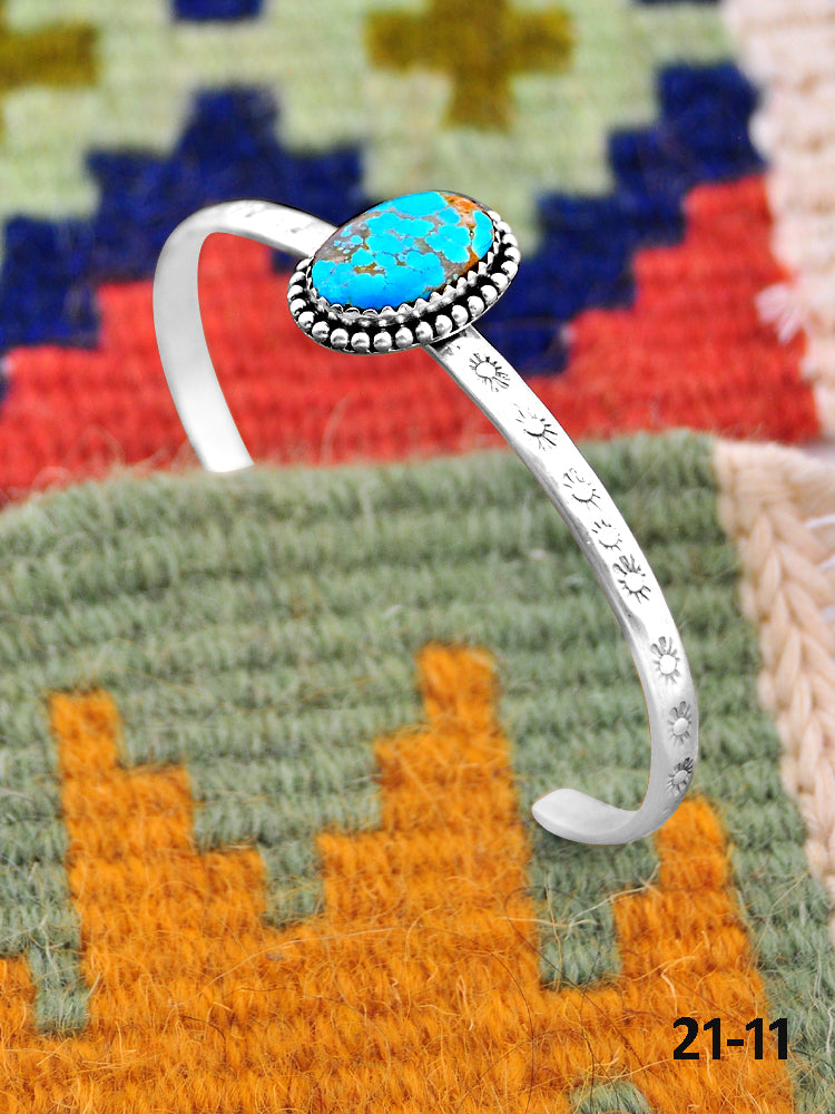 Southwest Handmade No.8 Turquoise & Sterling Silver Cuff Bracelet