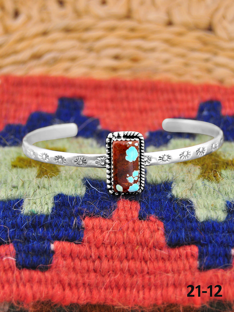 Southwest Handmade No.8 Turquoise & Sterling Silver Cuff Bracelet