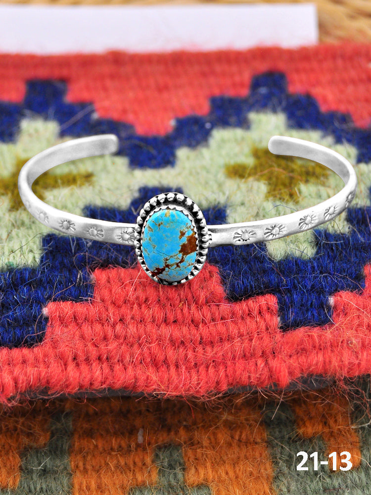 Southwest Handmade No.8 Turquoise & Sterling Silver Cuff Bracelet