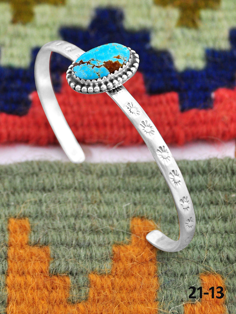 Southwest Handmade No.8 Turquoise & Sterling Silver Cuff Bracelet