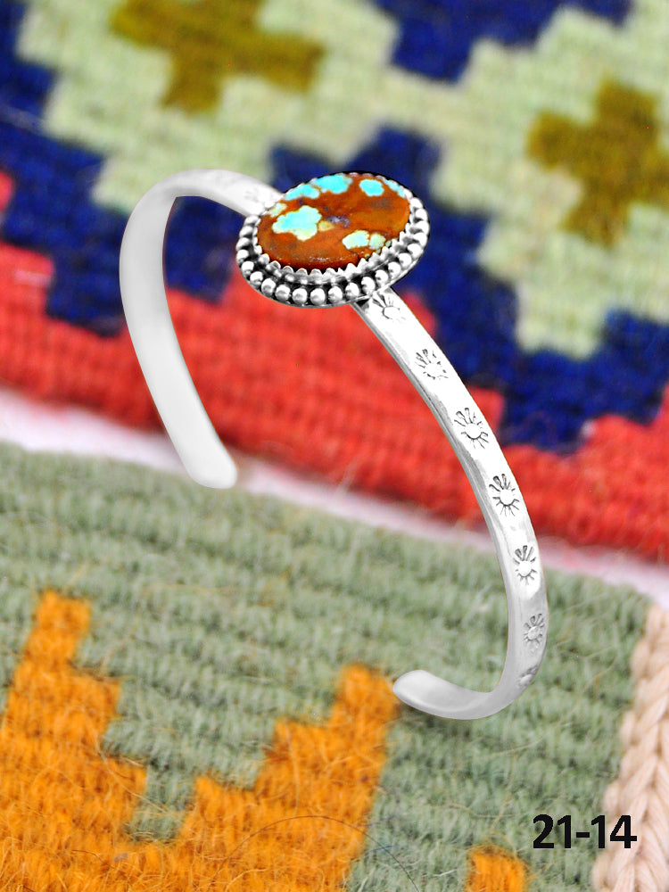 Southwest Handmade No.8 Turquoise & Sterling Silver Cuff Bracelet