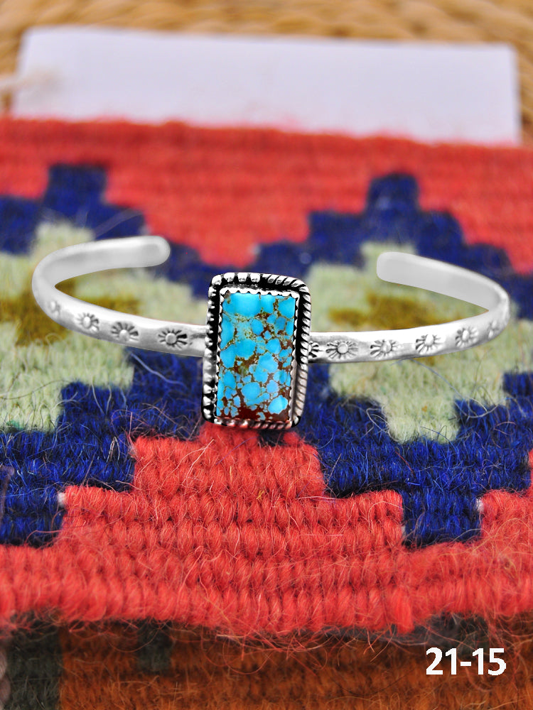 Southwest Handmade No.8 Turquoise & Sterling Silver Cuff Bracelet