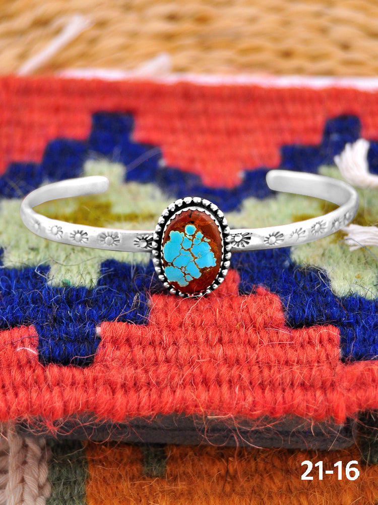 Southwest Handmade No.8 Turquoise & Sterling Silver Cuff Bracelet
