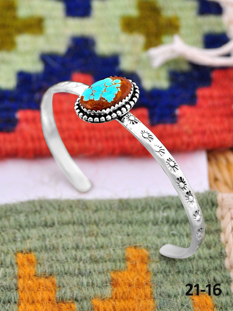Southwest Handmade No.8 Turquoise & Sterling Silver Cuff Bracelet
