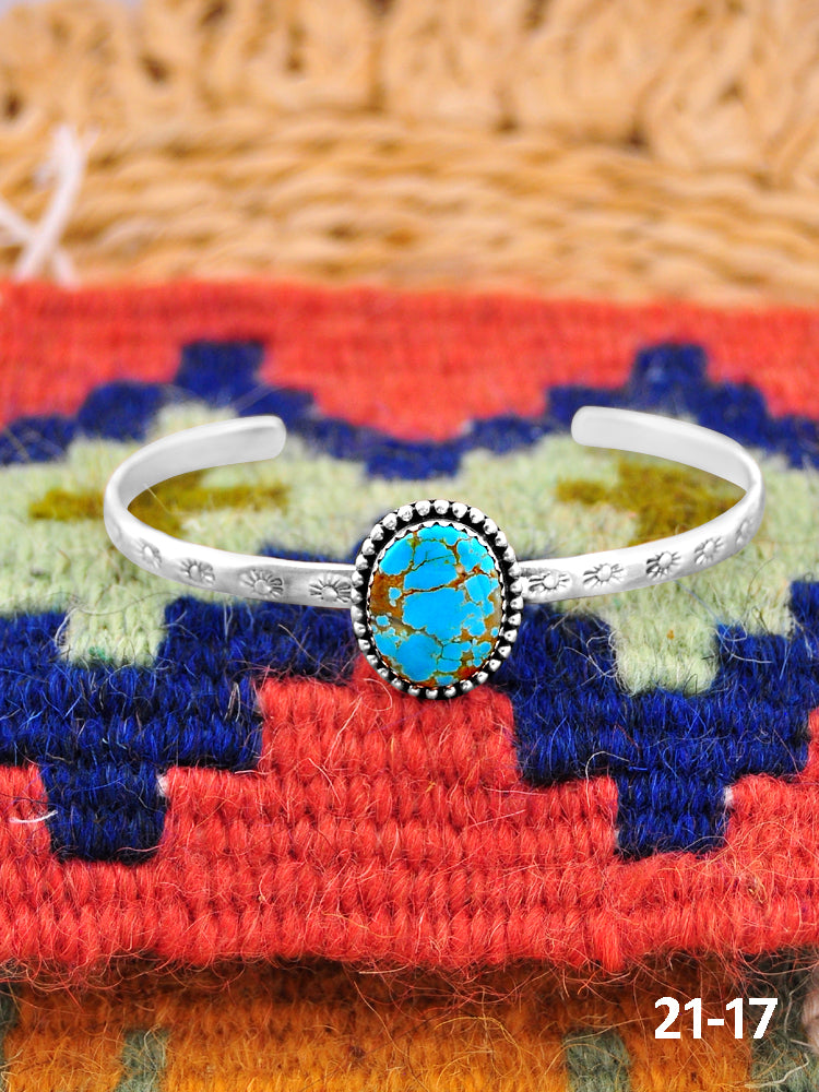 Southwest Handmade No.8 Turquoise & Sterling Silver Cuff Bracelet