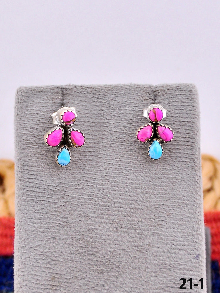 Southwest Made Cotton Candy Turquoise & Sterling Silver Post Earrings