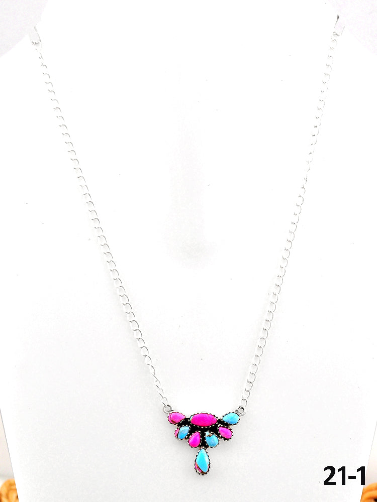 Southwest Made Cotton Candy Mohave & Sterling Silver Necklace