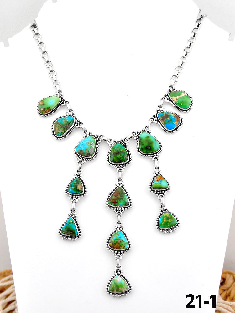 Southwest Handmade Sonoran Mountain Turquoise & Sterling Silver Necklace