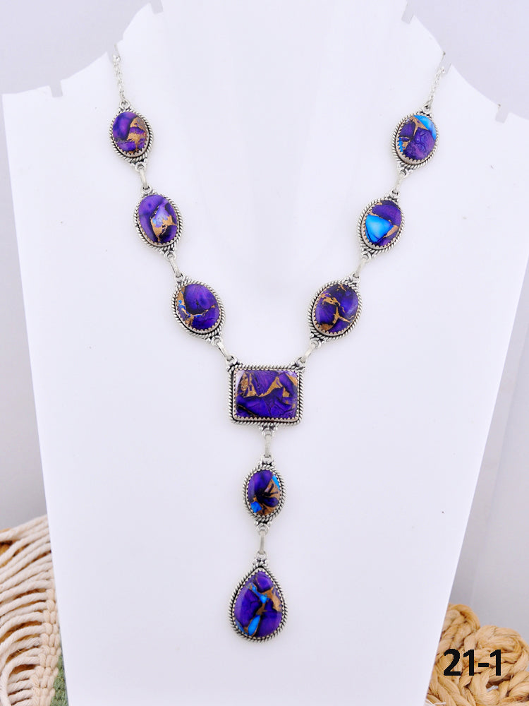 Southwest Made Purple Dahlia & Sterling Silver Necklace