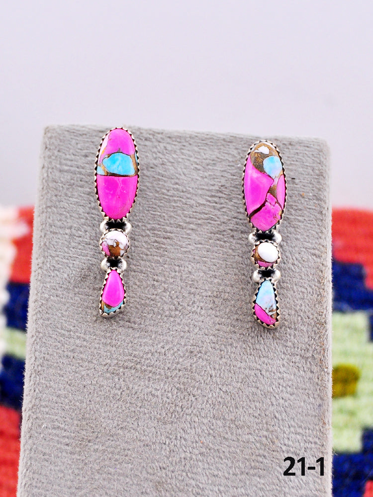 Southwest Made Cotton Candy & Sterling Silver Post Earrings
