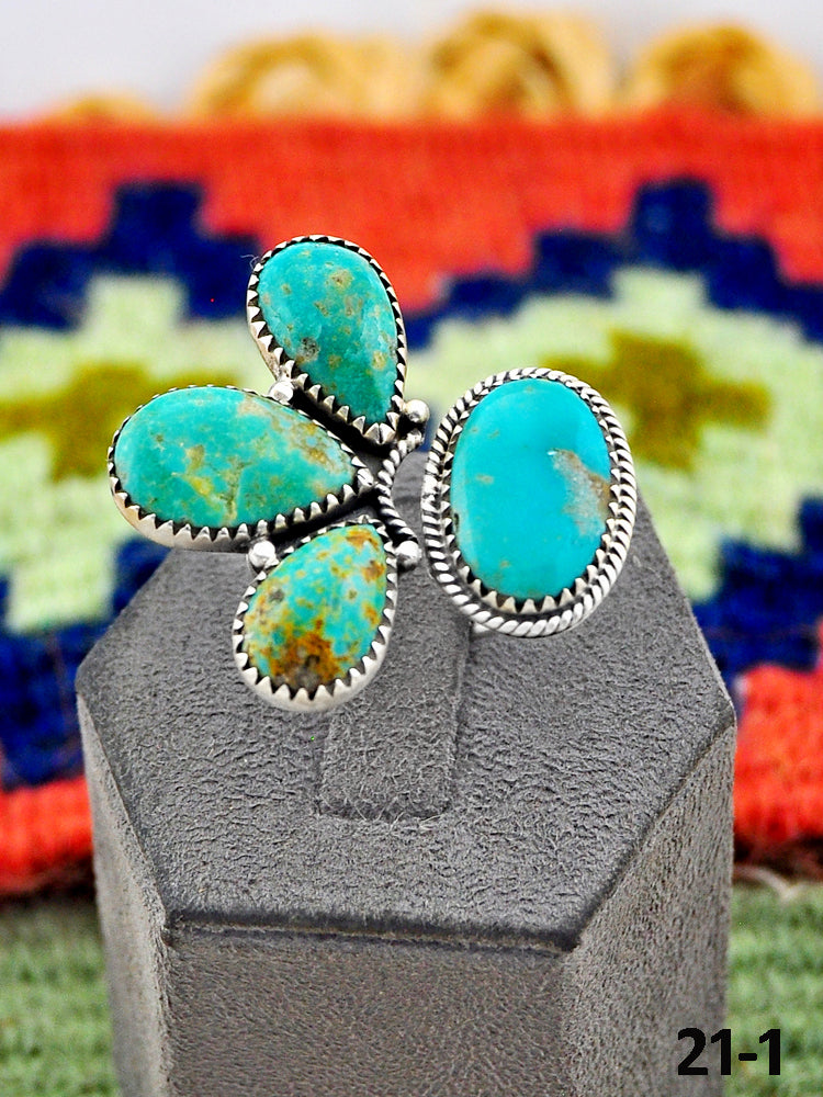 Southwest Handmade Santa Maria Turquoise & Sterling Silver Adjustable Ring