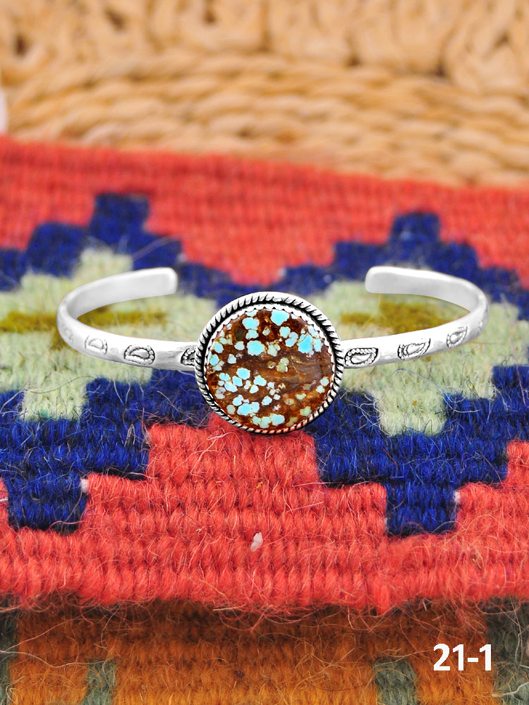 Southwest Handmade No.8 Turquoise & Sterling Silver Cuff Bracelet