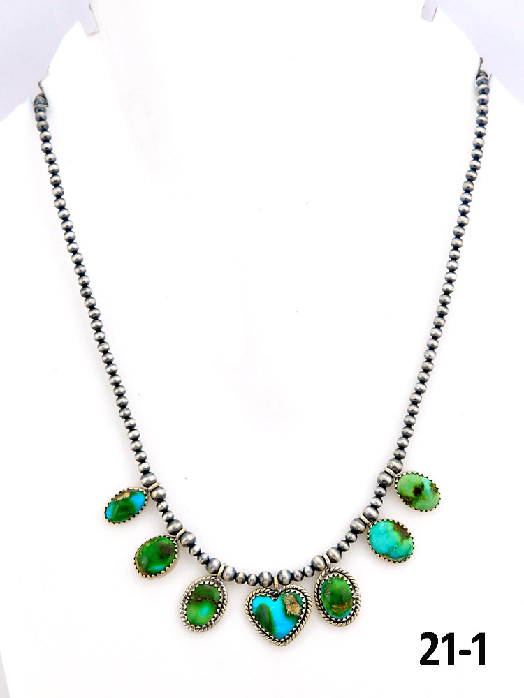 Southwest Made Sonoran Mountain Turquoise & Sterling Silver Beaded Necklace