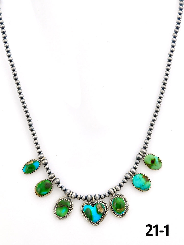 Southwest Made Sonoran Mountain Turquoise & Sterling Silver Beaded Necklace