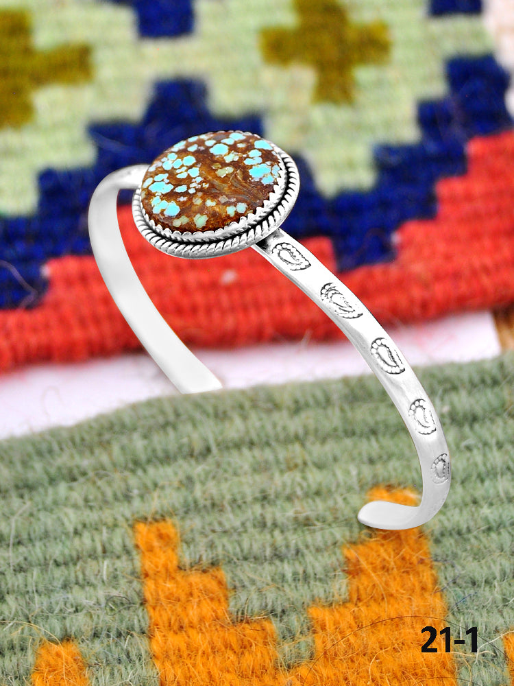 Southwest Handmade No.8 Turquoise & Sterling Silver Cuff Bracelet