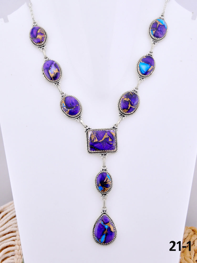 Southwest Made Purple Dahlia & Sterling Silver Necklace