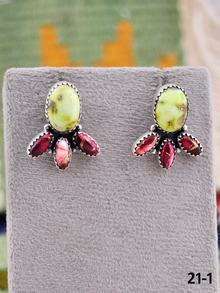Southwest Made Multi Stone & Sterling Silver Post Earrings