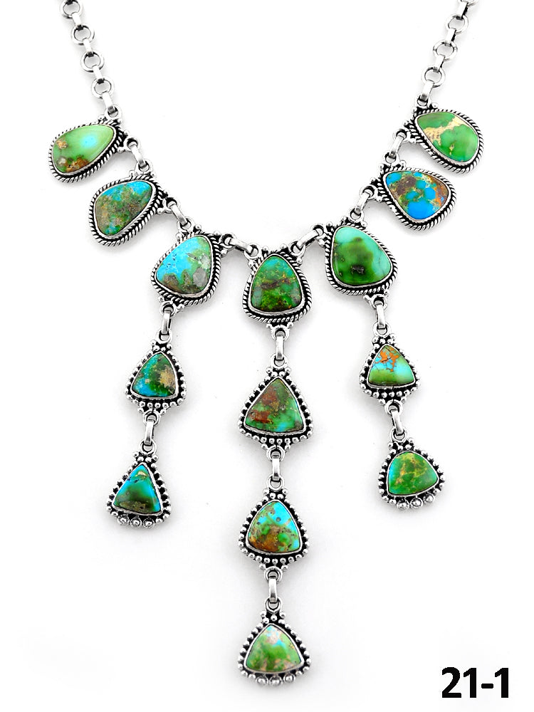 Southwest Handmade Sonoran Mountain Turquoise & Sterling Silver Necklace
