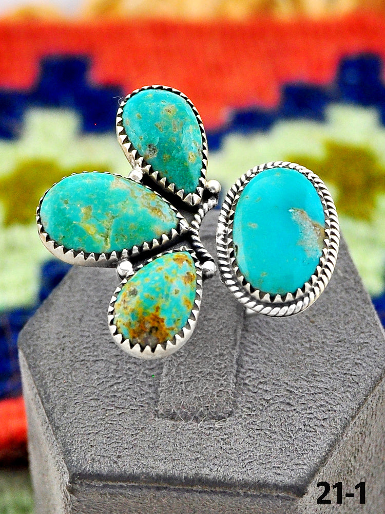 Southwest Handmade Santa Maria Turquoise & Sterling Silver Adjustable Ring