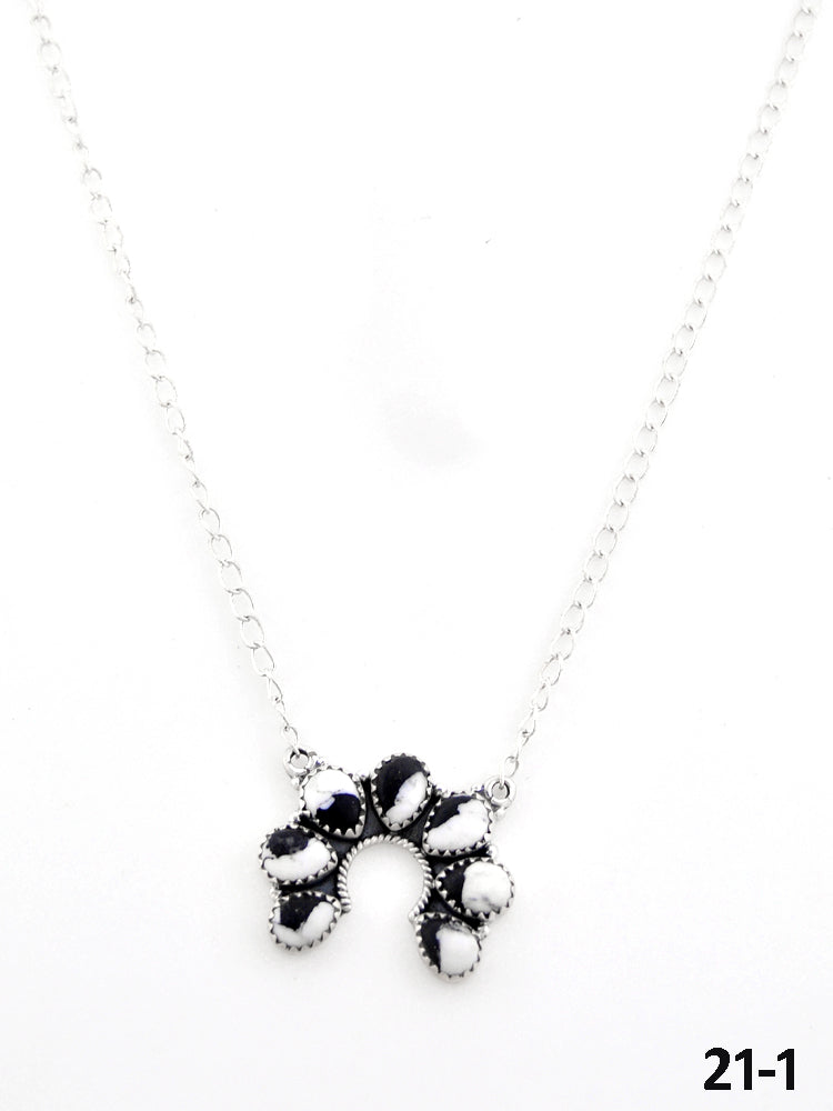 Southwest Made White Buffalo Turquoise & Sterling Silver Naja Necklace