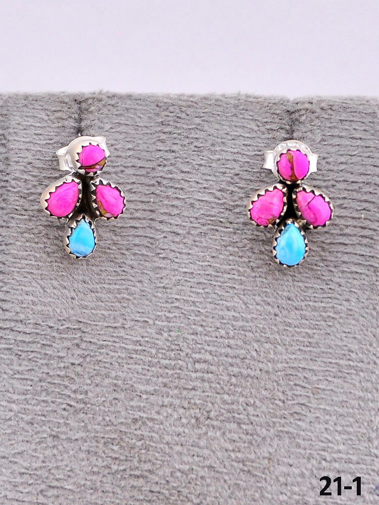 Southwest Made Cotton Candy Turquoise & Sterling Silver Post Earrings