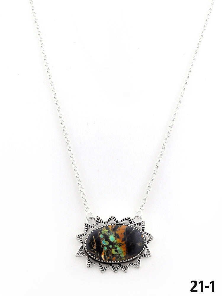 Southwest Made Black Jack Turquoise & Sterling Silver Necklace