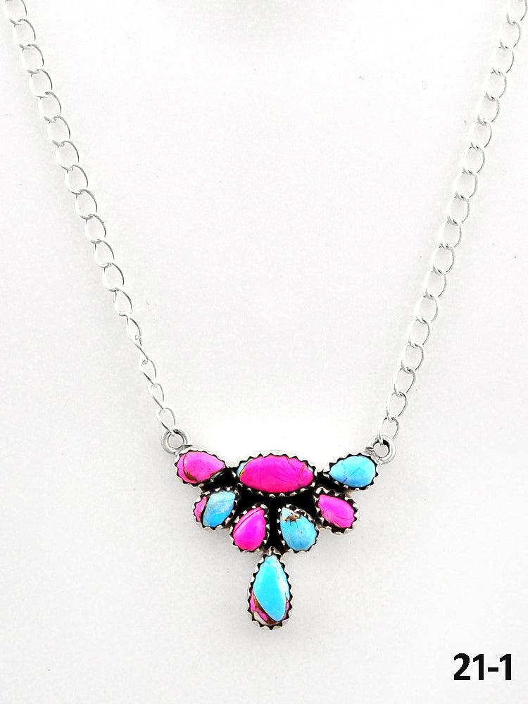 Southwest Made Cotton Candy Mohave & Sterling Silver Necklace