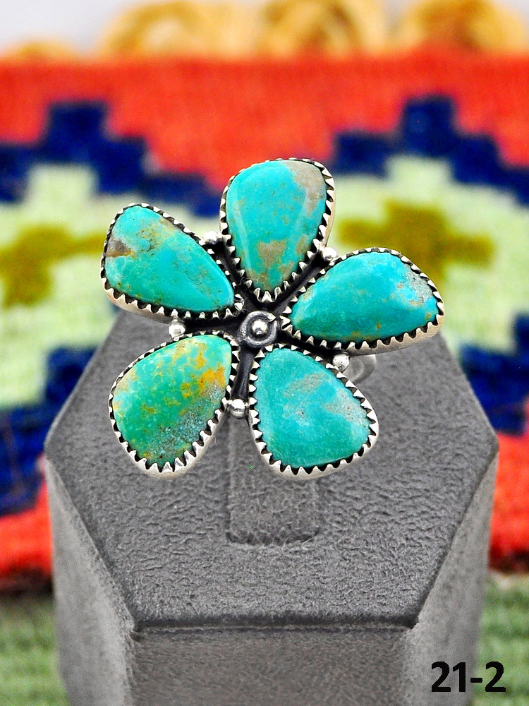 Southwest Handmade Santa Maria Turquoise & Sterling Silver Adjustable Ring