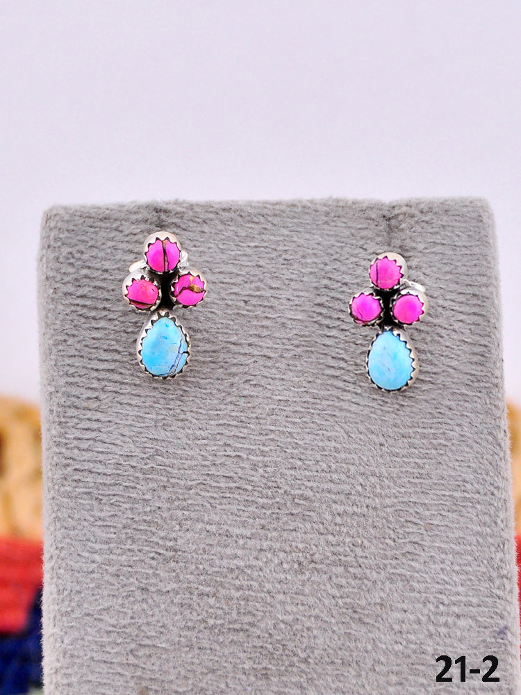 Southwest Made Cotton Candy Turquoise & Sterling Silver Post Earrings